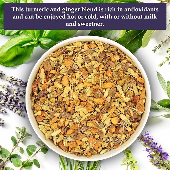 Birdsong Golden Paradise: Organic Turmeric and Ginger Herbal Teas with Lemongrass and Black Pepper, 100% Natural Caffeine Free Tea with Antioxidants Supports Overall Health, Decaffeinated Loose Leaf