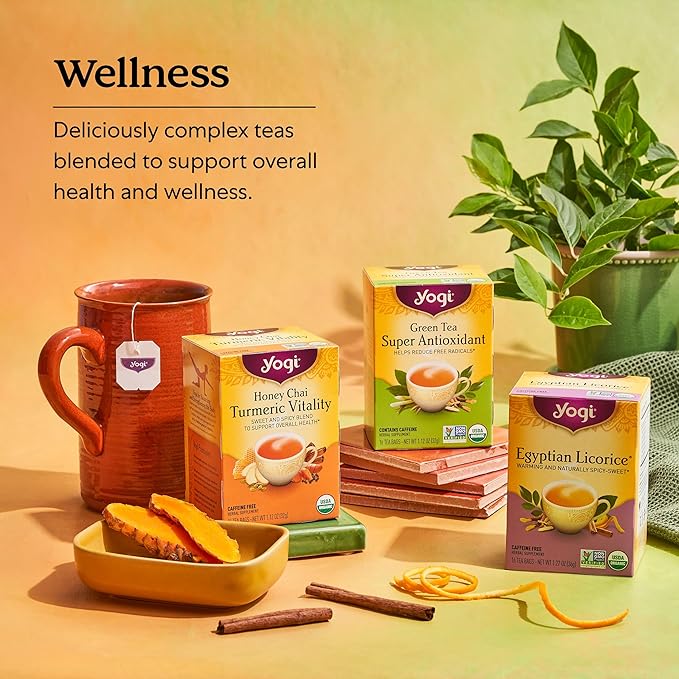 Yogi Tea Pure Decaf Green Tea - 16 Bags per Pack (4 Packs) - Organic & Decaffeinated - Supports Overall Health & Provides Antioxidants