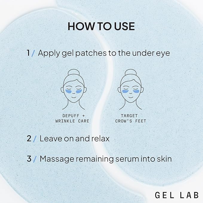 REGLOW Hyaluronic Acid & Caffeine Under Eye Gel Patches – Korean Hydrating Eye Mask for Wrinkles, Dark Circles, and Puffiness – 60 Gel Eye Patches