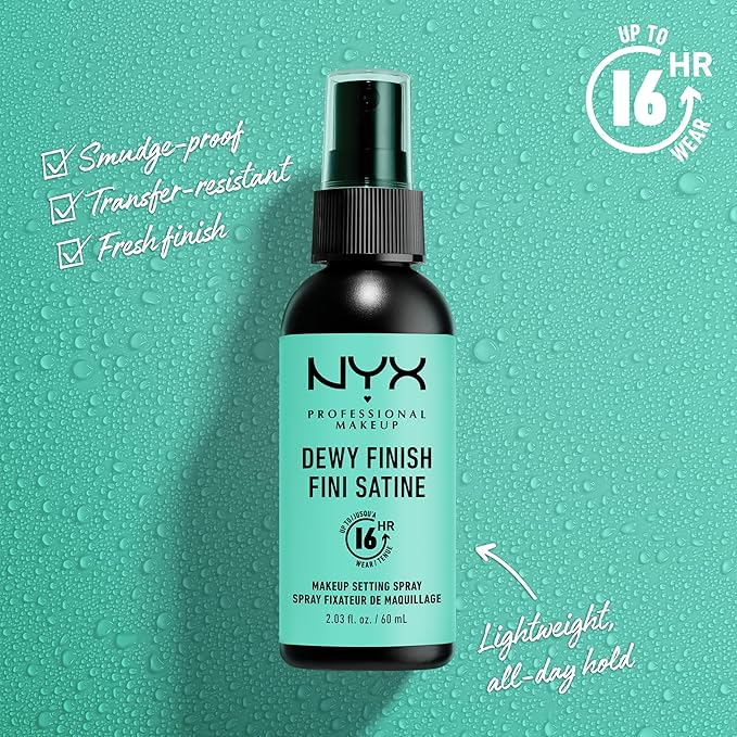 NYX PROFESSIONAL MAKEUP Makeup Setting Spray - Dewy Finish, Long-Lasting Face Mist for up to 16HR Wear, Vegan Formula