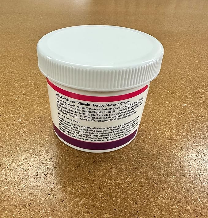 Vitamin Therapy Massage Cream, Massage Cream for Physical Therapy, Pura Massage Cream Deep Tissue Therapy, Pura Wellness Vitamin Therapy Massage, Unscented Cream for Physical Therapy, 4oz