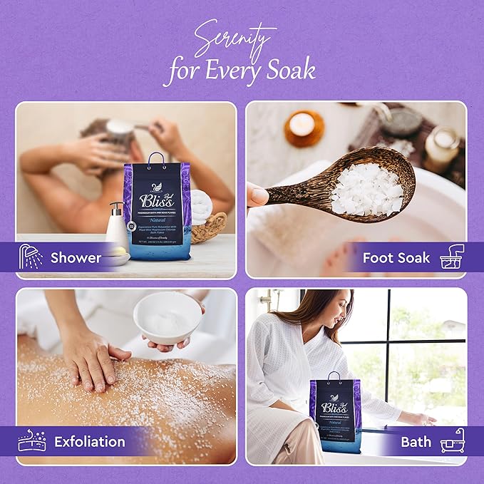 Magnesium Bath & Foot Soak Flakes, Epsom Salt Alternative, High-Absorption Minerals, Natural Salts for Relaxation, Wellness & Muscle Relief, Ideal for Soaking, Recovery, and Stress Relief 15 LB