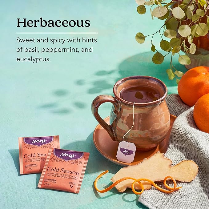 Yogi Tea Cold Season Tea - 16 Tea Bags per Pack (6 Packs) - Organic Respiratory Tea for Support During Colder Seasons - Includes Ginger, Cardamom, Cinnamon, Licorice & Eucalyptus