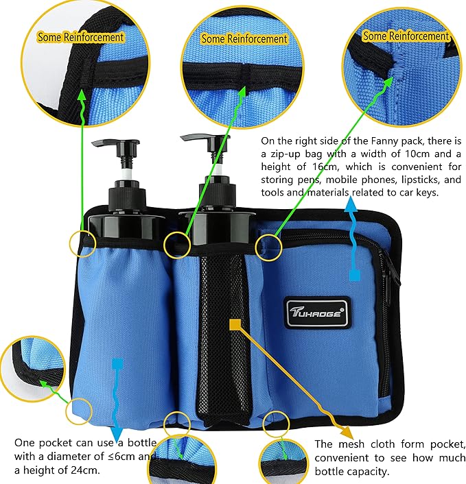 3KD9D Blue Massage Oil Bottle Bag - Lotion Holster for Therapist