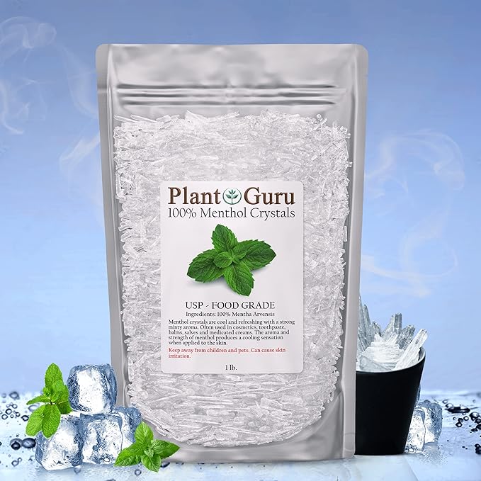 Menthol Crystals 8 oz. Mentha Arvensis 100% Pure Natural USP Food Grade - Great for Cosmetics, Salves, Balms, Creams and Soap Making.