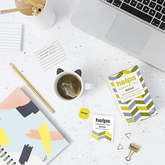 HELPS TEAS | Helps Detox Tea | Organic herbal blend of Horsetail, Green Tea, Herbal Lemon, Ulmaria and Rosemary that facilitate naturally our detox and depurative process. 16 Tea Bags