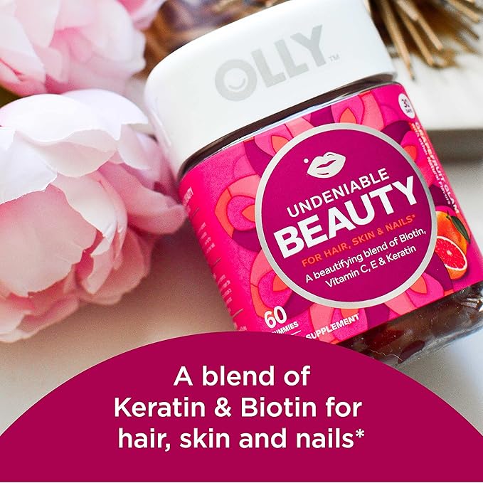 OLLY Ultra Strength Hair Softgels, Supports Hair Health, Biotin, Keratin & Undeniable Beauty Gummy, for Hair, Skin, Nails, Biotin, Vitamin C