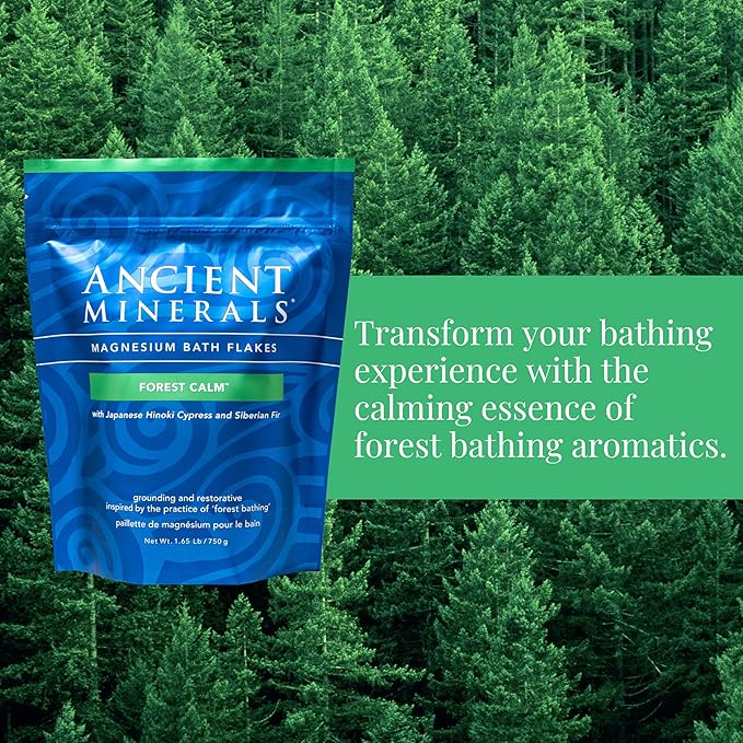 Ancient Minerals Magnesium Bath Flakes Forest Calm - Resealable Magnesium Bag of Zechstein Chloride Alternative to Epsom Bath Salt (1.65 lb)