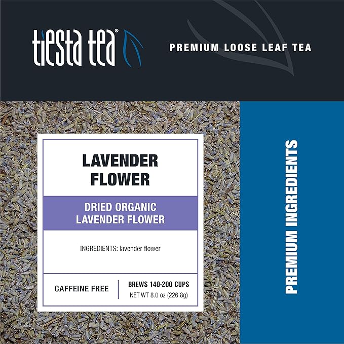 Tiesta Tea - Dried Organic Lavender Flower | Loose Leaf | Premium Non-Caffeinated Blend | Make Hot or Iced | Raw Edible Lavender Buds, All Natural Flavors | 8oz Resealable Bulk Pouch