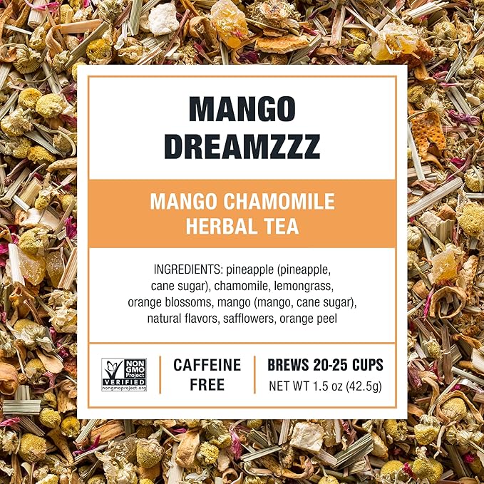 Tiesta Tea - Mango Dreamzzz, Mango Chamomile Herbal Tea, Premium Loose Leaf Tea, Non Caffeinated Tea, 25 Cups - 1.5oz Resealable Pouch (Pack of 2)
