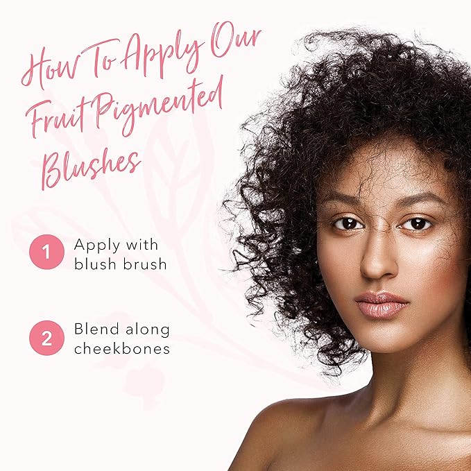 100% PURE Powder Blush (Fruit Pigmented), Chiffon, Soft Shimmery Finish, Nourishes Skin w/Rosehip Oil, Cocoa Butter, Natural Makeup (Soft Pink) - 1.81 oz