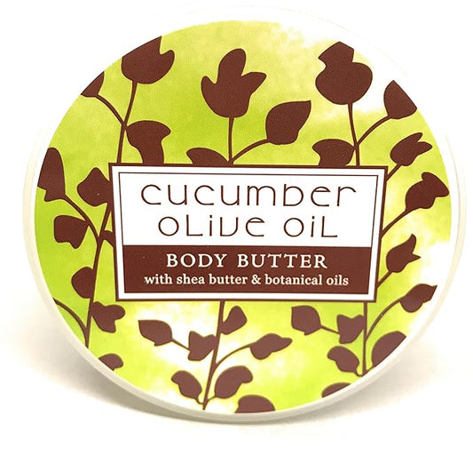Greenwich Bay Trading Company Botanic Body Butter with Shea Butter and Cocoa Butter 8oz Tub (Cucumber Olive Oil)