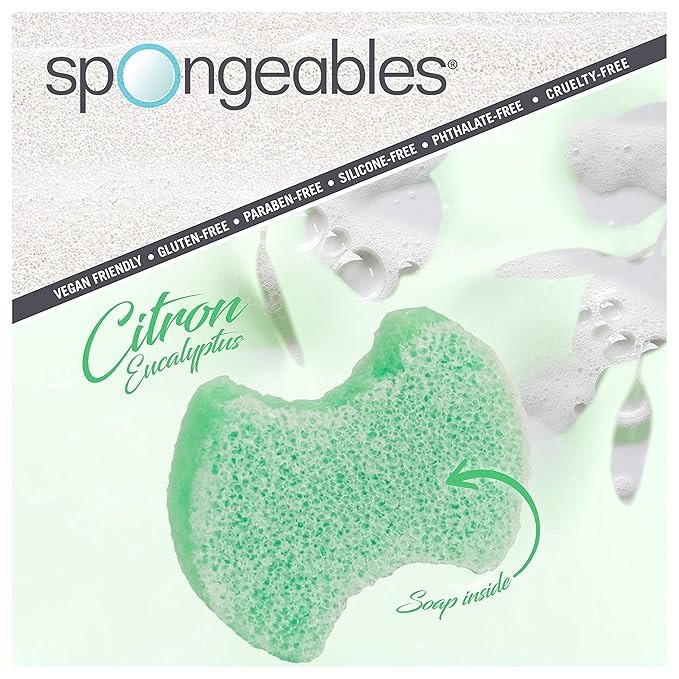Spongables Pedi Scrub Foot Exfoliating 20+ Wash Sponge, Citron Eucalyptus, 6 Count