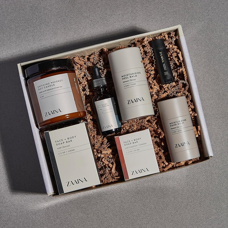 Men's Self Care Package, Father's Day Gifts for Men, Relaxation Spa Gift Set for Him - Luxury Natural Handmade Men Skin Care Kit with Whiskey Candle, Unique Self Care Gift for Men by ZAAINA