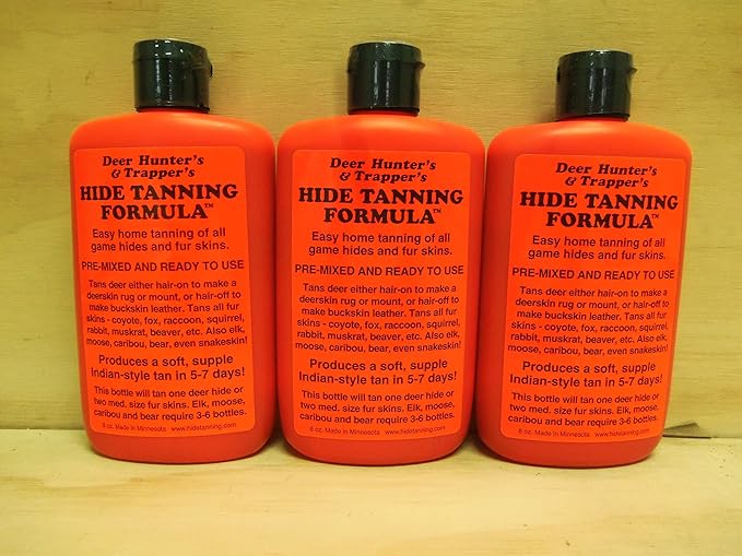 3 Pk Deer Hunter's & Trappers Hide Tanning Formula 8 Oz.