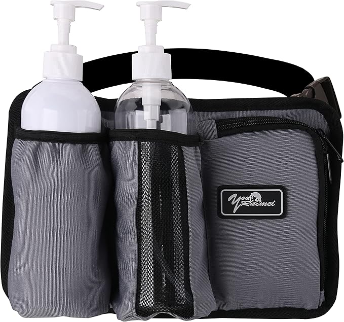 Massage Bottle Bag Massage Therapist Holster Massage Lotion Holster Massage Oil Holster (3 Bottle, Grey)
