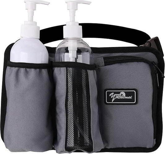 Massage Bottle Bag Massage Therapist Holster Massage Lotion Holster Massage Oil Holster (3 Bottle, Grey)