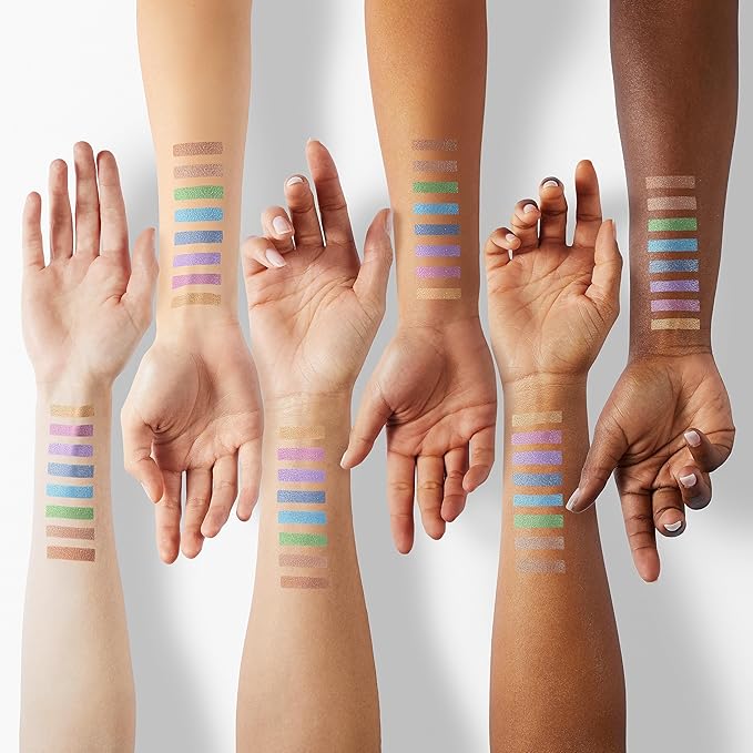 8Pcs Glitter Eye Shadow Sticks Liner Pencils Makeup Set, Desert Mocha Beige Gold Light Purple Pink Sky Dazzling Blue Geen Glitter Shimmer Eyeliner Pencil Cream Eyeshadow Palette Makeup for Older Women