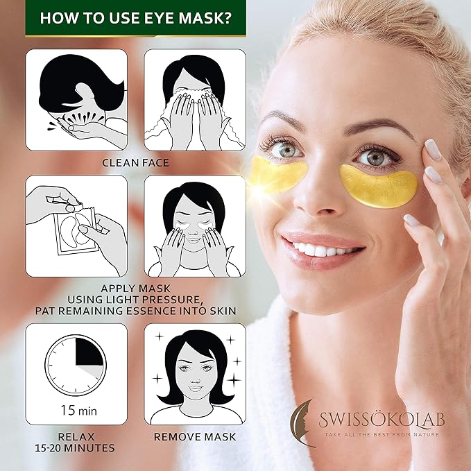 SWISSÖKOLAB Double Chin Reducer V Line Lifting Mask + Under Eye Patches For Puffy Eyes 24k Gold Eye Mask For Dark Circles