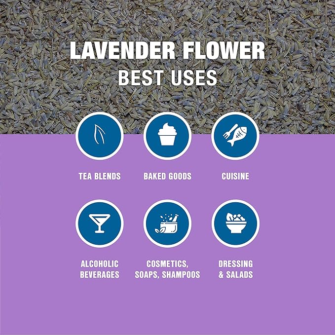 Tiesta Tea - Dried Organic Lavender Flower | Loose Leaf | Premium Non-Caffeinated Blend | Make Hot or Iced | Raw Edible Lavender Buds, All Natural Flavors | 8oz Resealable Bulk Pouch