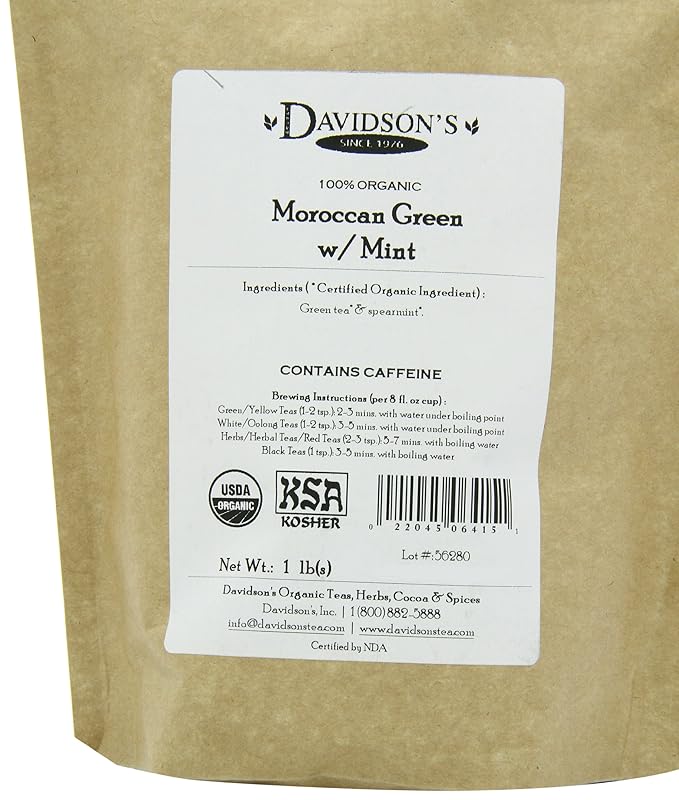 Davidson's Tea Bulk, Moroccan Green with Mint, 16 Ounce