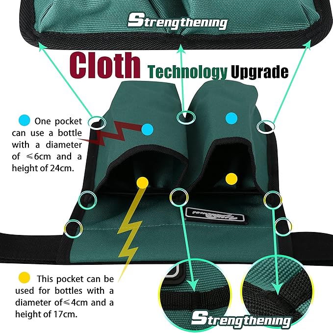 Massage bottle holster -2 adjustable massage oil bottle pack (2 Bottle, Green)