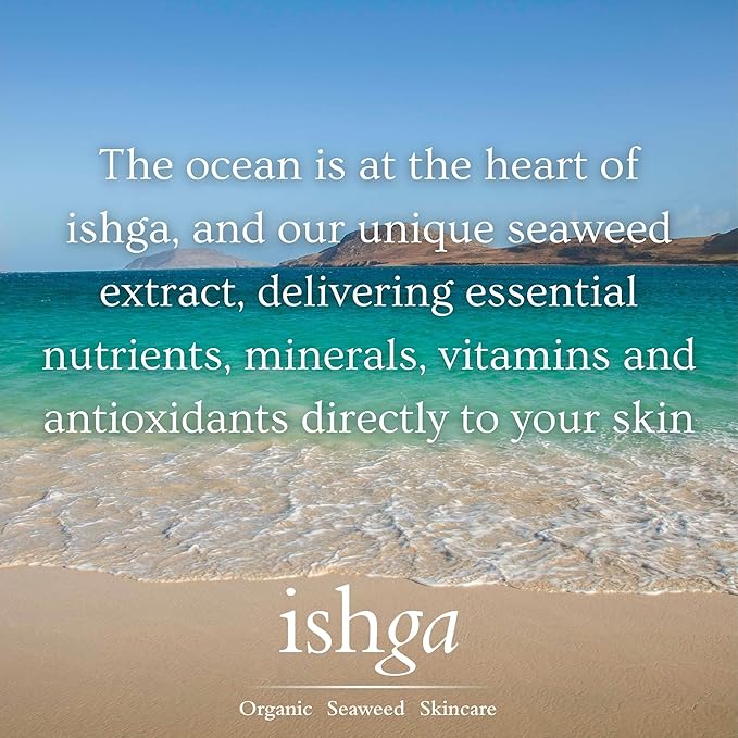 Ishga Organic Nourishing Face Oil | Scottish Seaweed, Jojoba, Almond Oil, Rose Geranium | Vegan, Cruelty-Free | 1.69fl oz (50ml)