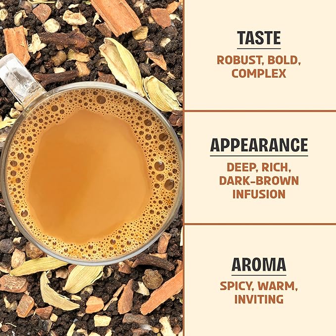 BREWIX, Masala Chai Tea Loose Leaf CTC TEA (125+ Cups, 8.82oz/250g) Strong Robust & Aromatic, All Natural | Blended with Exotic Spices | Ginger, Cinnamon, Cardamom, Clove & Black Pepper