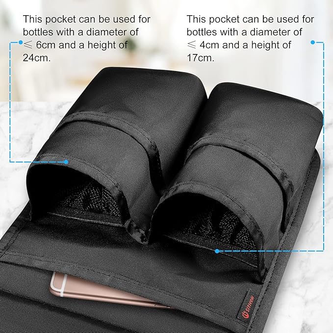 SITHON Massage Bottle Bag, Professional Massage Therapist Holster for 2 Bottles, Lotion Oil Waist Holder Organizer with Adjustable Belt, Multiple Pockets (Bag Only) (Black)