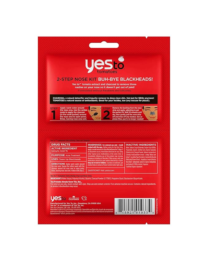 Yes To Tomatoes Two-Step Nose Kit, Detoxifying Daily Cleanser & Nose Strip Clears Breakouts Without Over-Drying With Salicylic Acid & Antioxidants, Natural, Vegan & Cruelty Free, 1-Pack