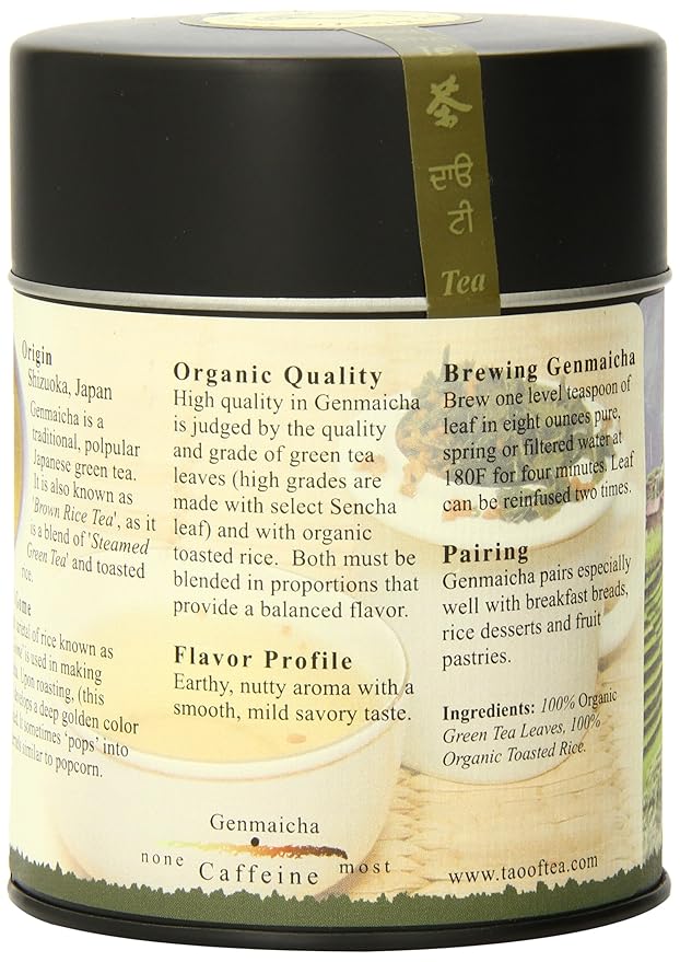 The Tao of Tea, Genmaicha Green Tea And Toasted Rice, Loose Leaf, 3.5 Ounce Tin