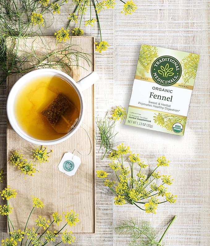 Traditional Medicinals Organic Fennel Herbal Tea, Promotes Digestive Health, (Pack of 2) 32 Tea Bags Total