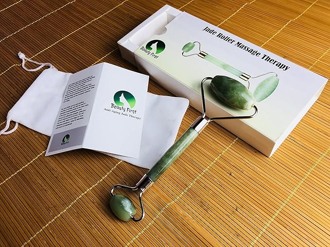 Jade Roller Therapy 100% Natural Jade Facial Roller Double Neck Healing Slimming Massage