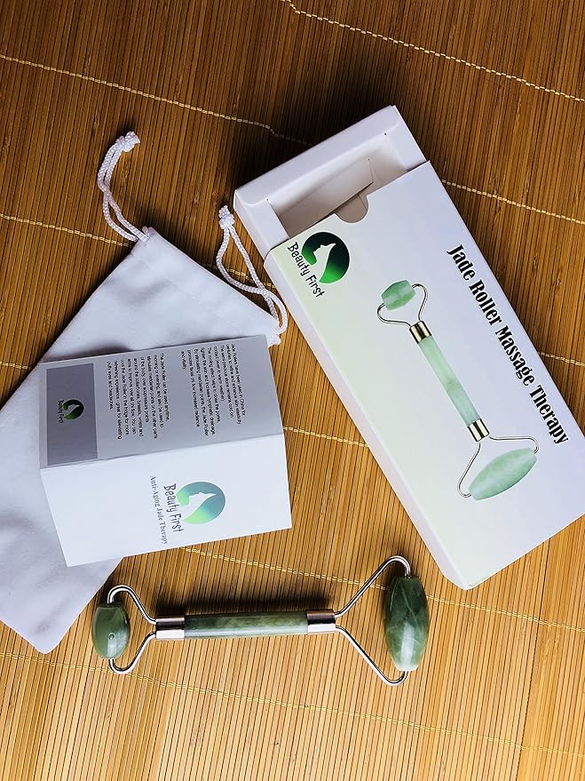 Jade Roller Therapy 100% Natural Jade Facial Roller Double Neck Healing Slimming Massage