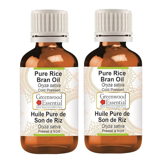 Pure Rice Bran Oil (Oryza Sativa) Cold Pressed (Pack of Two) 100ml X 2 (6.76 oz)