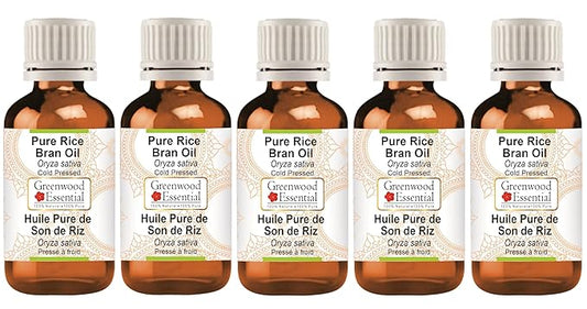 Pure Rice Bran Oil (Oryza Sativa) Cold Pressed (Pack of Five) 100ml X 5 (16.9 oz)